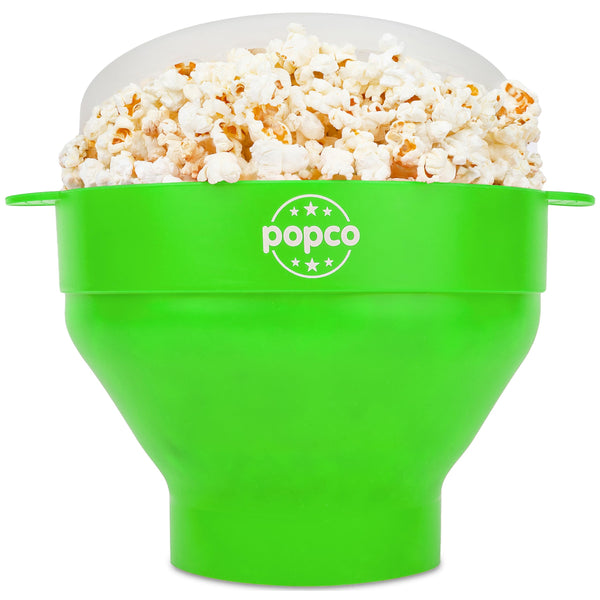 The POPCO Silicone Popcorn Popper - Collapsible Microwave Popcorn Maker - Air Popper Pop Corn Bowl with Handles and Lid - Dishwasher Safe - Large 15 Cup Capacity - (Green) - image 1