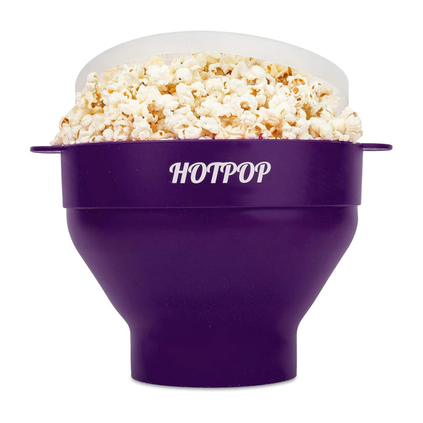 The Original Hotpop Microwave Popcorn Bowl Popper, Silicone Popcorn Maker, Collapsible Bowl and Dishwasher Safe- 20 Colors Available (Dark Orchid) - image 1