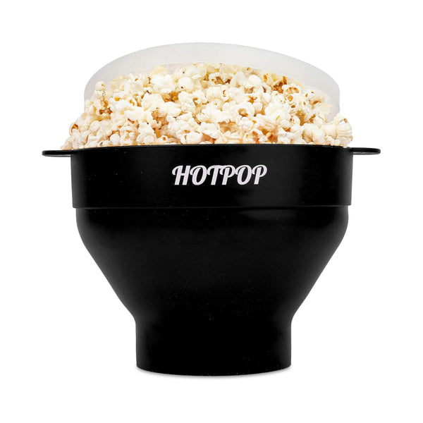 The Original Hotpop Microwave Popcorn Bowl Popper, Silicone Popcorn Maker, Collapsible Bowl and Dishwasher Safe- 20 Colors Available (Black) - image 1