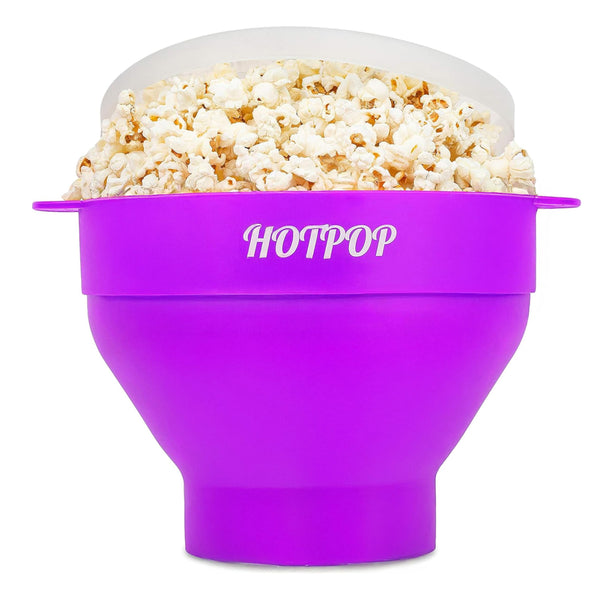 The Original Hotpop Microwave Popcorn Bowl Popper, Silicone Popcorn Maker, Collapsible Bowl and Dishwasher Safe- 20 Colors Available (Purple) - image 1