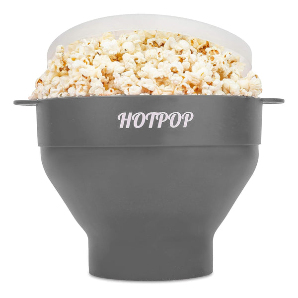 The Original Hotpop Microwave Popcorn Bowl Popper, Silicone Popcorn Maker, Collapsible Bowl and Dishwasher Safe- 20 Colors Available (Gray) - image 1