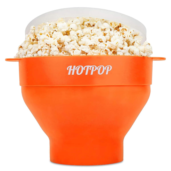 The Original Hotpop Microwave Popcorn Popper, Silicone Popcorn Maker, Collapsible Bowl Dishwasher Safe- 20 Colors Available (Orange) - image 1