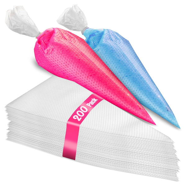 Set of 200 - Anti Burst Piping Bags 12 Inch - Prestee Tipless Icing Bags - Durable Frosting Piping Bag Tools - Pastry and Cookie Decorating Supplies - image 1