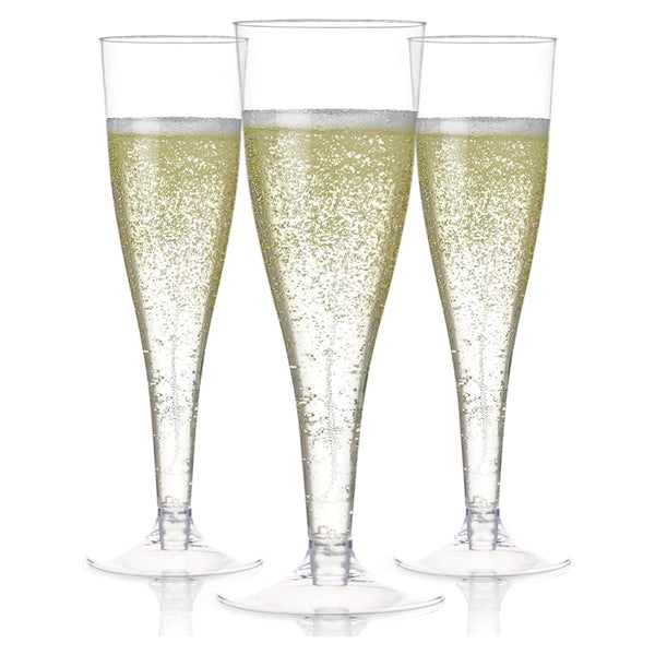 Prestee Set of 24 Clear Plastic Champagne Flutes - 4.5 oz Capacity Shatterproof Disposable Glasses - Suitable for Weddings, Cocktail Parties, and Outdoor Celebrations - image 1