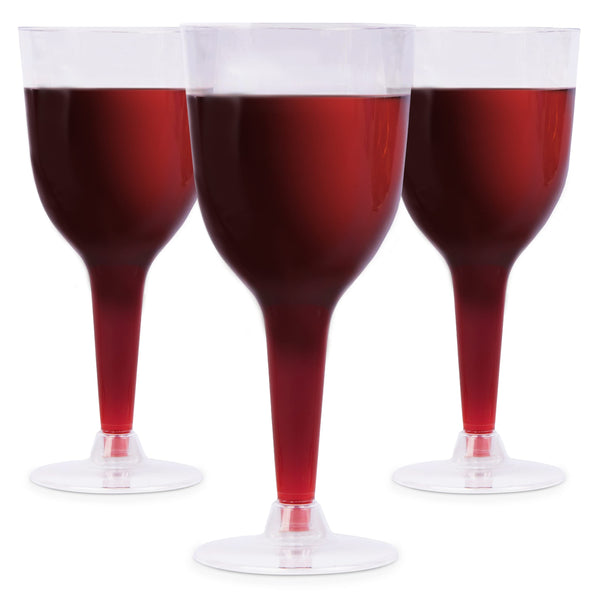 Prestee 24 Clear Stemmed Plastic Wine Glasses - 10 oz Disposable Wine Glasses for Parties - Plastic Goblet Cups with Stem for Weddings, Tasting Wines, Patio Gatherings, and Elegant Party Supplies - image 1