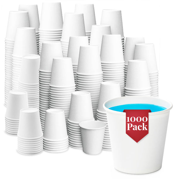 Prestee 1000 Pack 3oz Small Paper Cups - Disposable Paper Cups, Paper Coffee Cups for Espresso Hot Cups, Disposable Mini Bathroom Cups, Disposable Mouthwash Cups - Holiday and Christmas Party Supplies - image 1