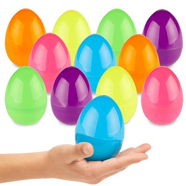 PREXTEX 3.5” Unfilled Easter Eggs, 12 pcs Empty Plastic Eggs Fillable with Candy, Presents for Toy Basket - Easter Decorations, Toy Egg Basket - Boys and Girls - image 1