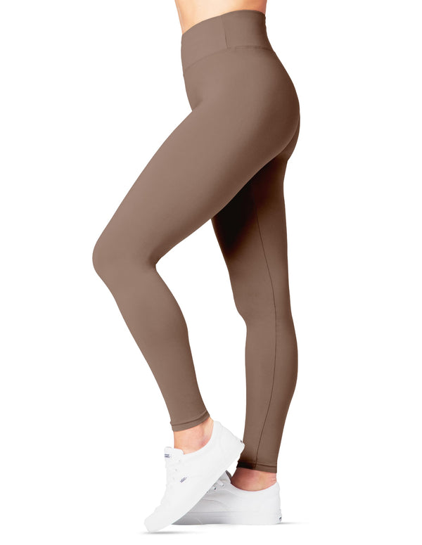SATINA Workout / Yoga Leggings, High Waisted for Regular & Plus Size Women, 3 Inch Waistband (One Size, Tan) - image 1