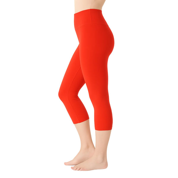 SATINA High Waisted Capri Leggings for Women - Capri Leggings for Women - High Waist for Tummy Control - Red Capri Leggings for -3 Inch Waistband (One Size, Red) - image 1