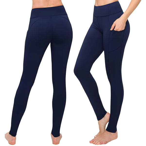 SATINA Navy Blue Leggings with Pockets for Women - High Waisted Yoga Pants - Buttery Soft and Stretchy Fabric - Full Length and Capri Options Available - Tummy Control - For Gym, Running and Daily Use - image 1