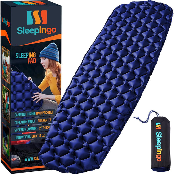 Sleepingo Inflatable Mat - Ultralight Sleeping Pad for Campings and Backpackings - Compact Air Mattress - Mats with Tear-Resistant Ripstop Nylon - 73.5" x 21.5" - Blue - image 1