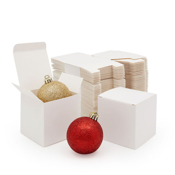 White Party Favor Boxes for Bridal Shower Gift, Holidays, Birthday (3x3x3 In, 100 Pack)