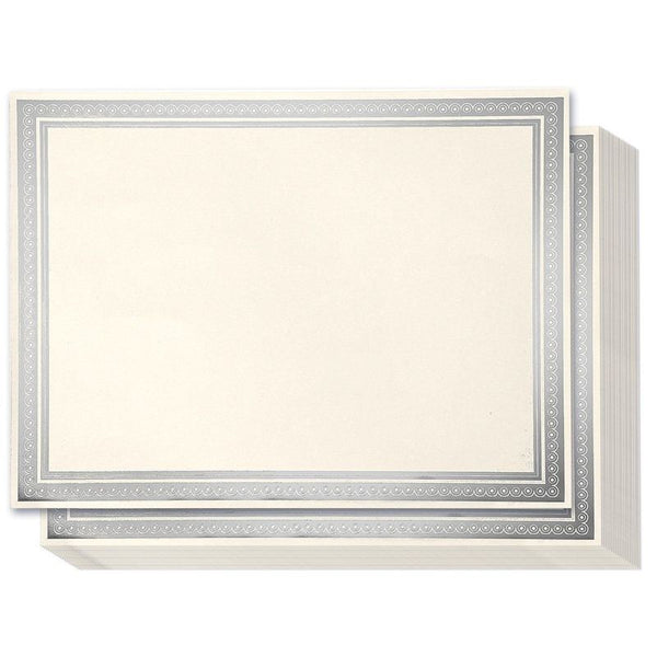 Ivory Award Certificate Paper with Silver Foil Border for Graduation Ceremony (8.5 x 11 In, 50 Pack)