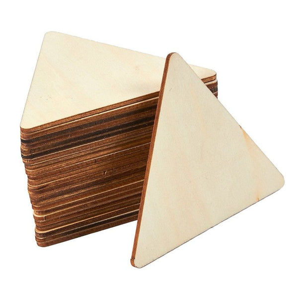 Juvale Wooden Cutouts for Crafts, Wood Triangle, 0.1 Inch Thick (3.6 x 3.1 in, 24 Pieces)