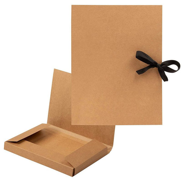Brown Presentation Folders Bulk – 12-Pack Letter Size Kraft File Folders with String, Portfolio Folder, Office Supplies for Catalogs, Brochures, Resume, 12 x 9.25 Inches