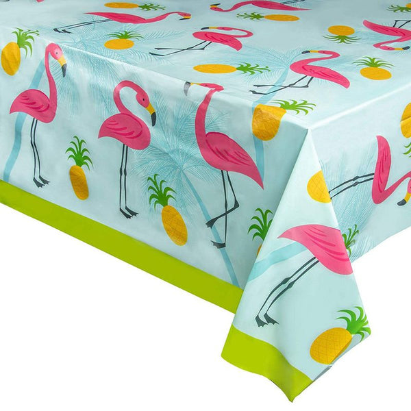 Juvale 3-Pack Flamingo Plastic Tablecloth - Rectangle 54 x 108 Inch Disposable Cover, Fits Up to 8-Foot Long Tables, Tropical Summer, Luau Themed Party Supplies, 4.5 x 9 Feet