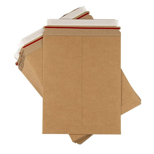 Rigid Mailers - 25-Pack Stay Flat Photo Document Mailers, Self-Seal Cardboard Envelope Mailers for Photos, Pictures, Documents, No Bend, Kraft Brown, 9 x 11 1/2 inches
