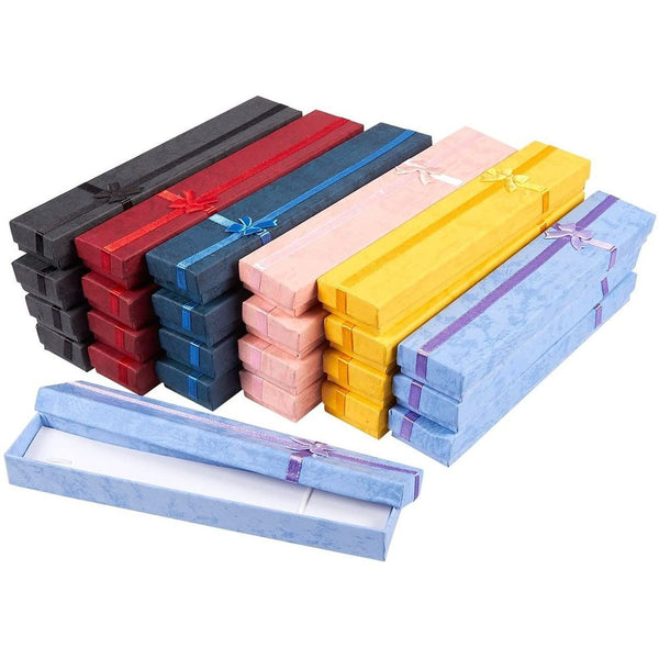 Jewelry Gift Box Set, 6 Colors for Anniversary, Wedding (7.9 x 1.6 In, 24 Pack)